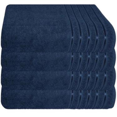 Imagem de Kit 4 Toalhas Banhão 100% Algodão 90x150 Cm Teka Comfort, Marinho