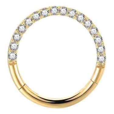 Imagem de Piercing Argola 100% Titânio Septo Daith Pedra - Gold 6 Mm - De Castro