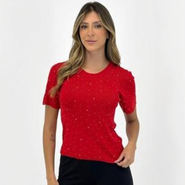 Imagem de Blusa 3RD Tricot com Strass Manga Curta Feminina-Feminino