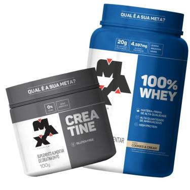 Imagem de COMBO WHEY 100% CONCENTRADO 900G + CREATINA 100G - MAX-Unissex