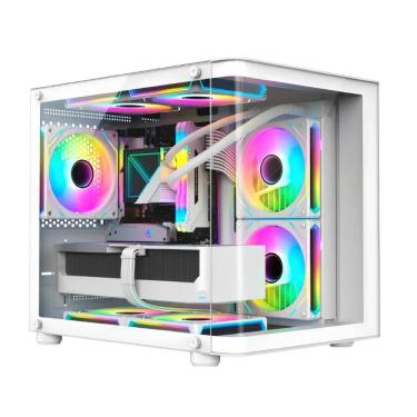 Imagem de Gabinete Gamer Aquário Hayom GB1799 - Vidro Temperado - 4 Coolers Inclusos - Micro ATX - Branco
