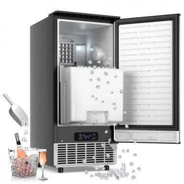 Imagem de Máquina de Gelo Sob Bancada RAPSUAR Aço Inoxidável 43 kg/24h Bin 16 kg Porta Reversa 110V