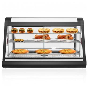 Imagem de Aquecedor de Alimentos 3 Andares Anpuce Preto Aquecimento 3D Portas Vidro Deslizantes Display Temperado 122 cm 110V para Buffet Restaurantes