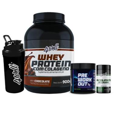 Imagem de Kit Definição Máxima Whey Protein 900g + Picolinato de Cromo + Pré-Tre