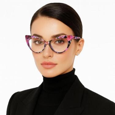 Imagem de Armação Óculos Grau Gatinho Feminino Grande Moderna - VINKIN, Floral