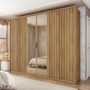 Imagem de Guarda Roupa Casal 6 Portas 4 Gavetas Ripadas com Espelho Suburban Esp