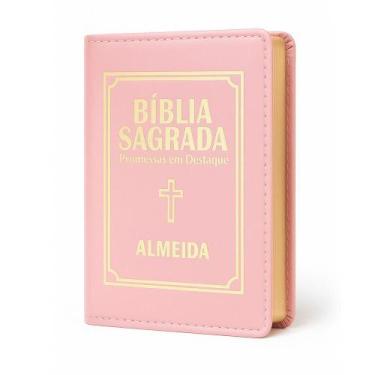Imagem de Bíblia Sagrada Letra Pequena Luxo Rosa - REI DAS BIBLIAS