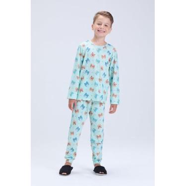 Imagem de Pijama Infantil Masculino Inverno Sublimado Verde Urso - Vida Costeira