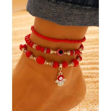 Imagem de Tornozeleira Boho Chic Joia de Praia Pingentes Coloridos