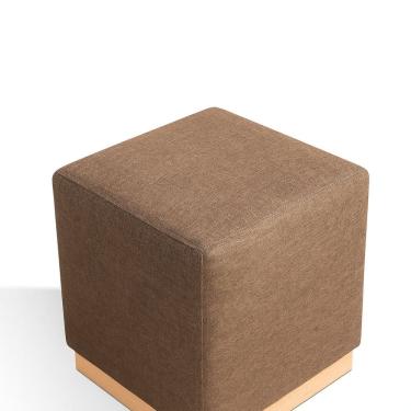 Imagem de Puff para Sala de Estar Linho 47x50cm Leti Marrom /Mel