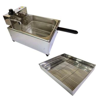 Imagem de Kit Fritadeira Elétrica 7L Inox + Escorredor de Óleo 110V - Global, 11