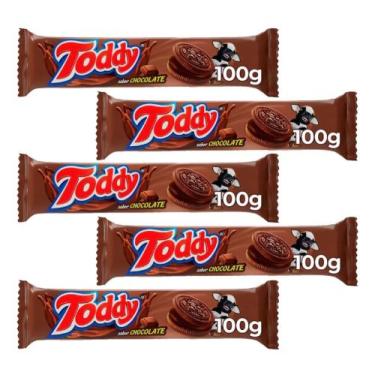 Imagem de Biscoito Recheado Baunilha Toddy Bolacha 100g Kit 5 Pacotes, Chocolate