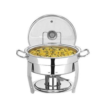 Imagem de Rechaud Redondo Brinox Savoy 5 Litros 31 x 43 cm Aço Inox