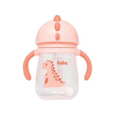 Imagem de Copo Infantil Dino 240ml Buba Alça Removível Canudo Silicone Válvula A