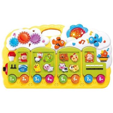 Imagem de Pianinho Trenzinho Pedagógico Com Sons Dos Animais Luzes - Dm Toys