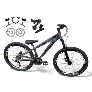 Imagem de Bicicleta Aro 26 Vikingx Tuff Câmbios Shimano Freio Hidráulico 21v Freeride Aro Vmaxx Flame Cinza-Preto X25