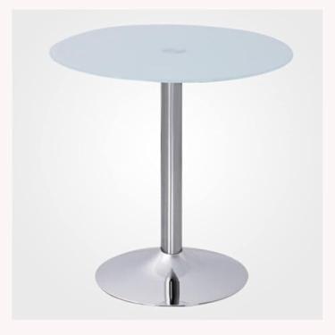 Imagem de Mesa de jantar de vidro moderna - tampo redondo transparente de 80 cm, base cromada - ideal para cozinha, jantar ou bistrô - assentos de 2 a 4, branco, 70 cm