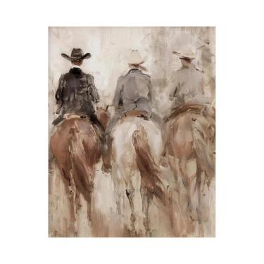 Imagem de Pôster Decorativo De Parede: Pintura Em Tela De Cavalo E Sela De Cowbo