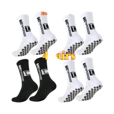 Imagem de Meias De Futebol Femininas De Cano Médio, 4 Pares, Antiderrapantes, Re
