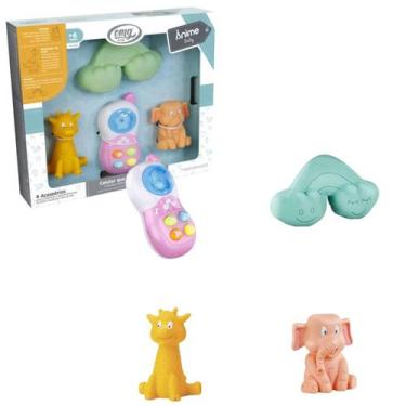 Imagem de Kit De Brinquedos Para Bebê Vinil Macio Animais e Nuvem Com Ventosa + 