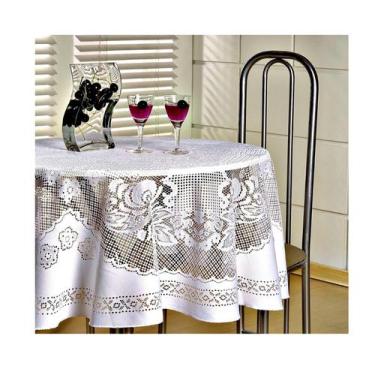 Imagem de Toalha De Mesa Redonda Renda Jacquard 1,60 Mts 4 Lugares - ACVR, Branc