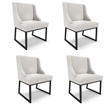 Imagem de Cadeira Sala de Jantar Industrial Preto kit 4 Liz Bouclê D03 - D'Rossi