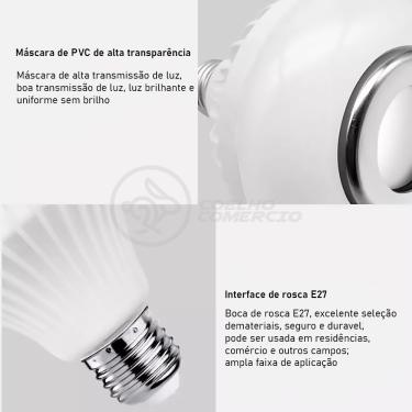 Imagem de Lâmpada Led 12w E27 Rgb Colorida com Caixa de Som Bluetooth Controle Remoto Branco Smar...