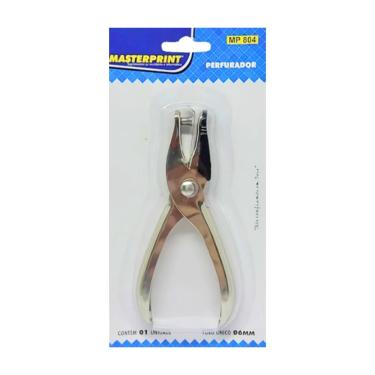 Imagem de Perfurador de Papel Masterprint MP 804 Furo Único 6MM Até 6 Folhas Estrutura em Metal Cabo Ergonômico