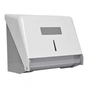 Imagem de Toalheiro para Papel Bobina Até 100M com Visor em Plástico ABS Branco e Cinza para Parede Higipack
