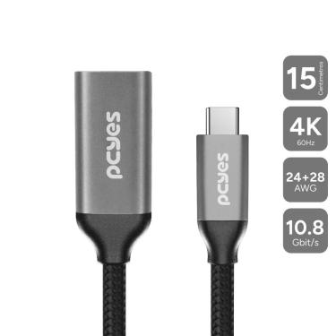 Imagem de Cabo USB Tipo-C para HDMI Fêmea PUCF-15P 2.0 4K 60HZ com HDR Estático 3D e Áudio 7 Cana...