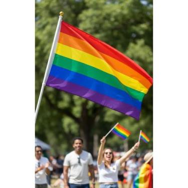Imagem de Bandeira Orgulho LGBT 1,50x0,90m Dupla Face Resistente - Congratulatio