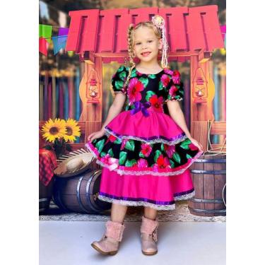 Imagem de Vestido Infantil Festa Junina Julina Quadrilha Caipira Luxo - Festa Lu