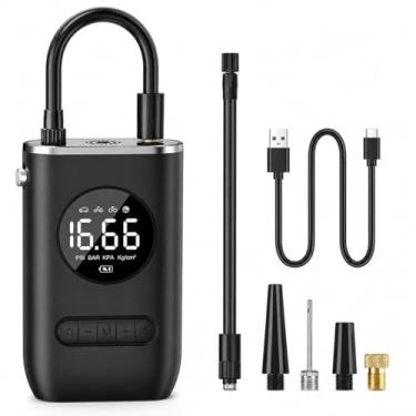 Imagem de Compressor de Ar Portátil Digital Sem Fio 150 PSI com Lanterna LED – Calibrador de Pneu...