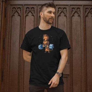 Imagem de Camiseta Masculina Casual Manga Curta Estampada Moderna Malha Algodão Ajustável Básica...