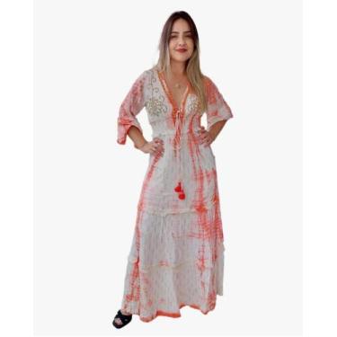 Imagem de Vestido Longo Indiano Lurex Linha Luxo Boho Chic c/ Forro-cod.07 - Ale