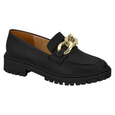 Imagem de Mocassim Feminino Modelo Tratorado Detalhe Dourado Vizzano, Preto, 35