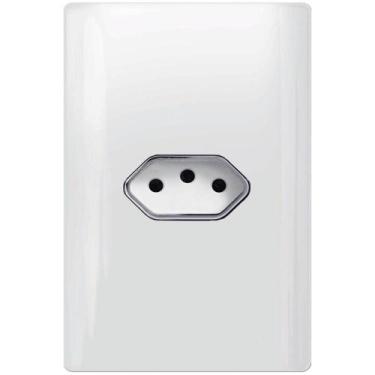 Imagem de Tomada Universal Horizontal 2P+T 20A Dc 1200-30 Branco com Cromado Ekr