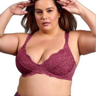 Imagem de Sutiã De Lingerie Tradicional Sem Bojo E Renda Plus Duloren , Grenat, 