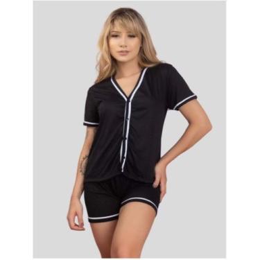 Imagem de Pijama Americano em Suede Adulto Feminino Blogueira - Freire Company, 