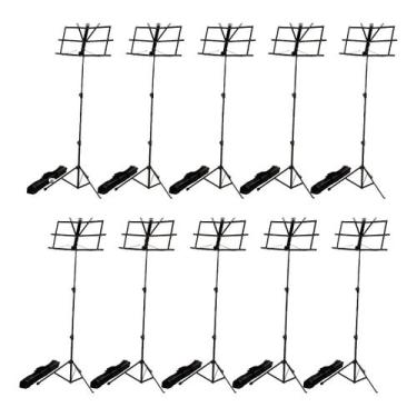 Imagem de 10 Estante partitura dobravel preta pedestal de ferro e capa - Music E