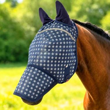 Imagem de Máscara anti-moscas para cavalo BARN & STABLE, leve, com proteção UV, 