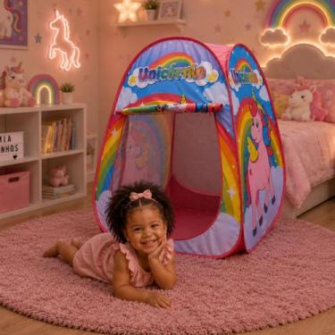 Imagem de Barraca Infantil Dobrável Tenda ou Toca Divertida Colorida Criança Uni