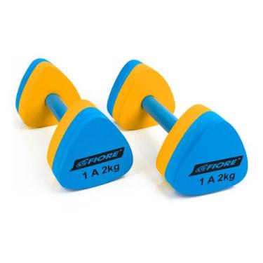 Imagem de Halter Triangular EVA Para Hidroginástica 1 A 2 Kg Fiore, Azul, Laranj