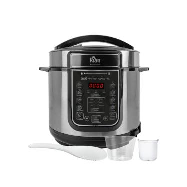 Imagem de Panela de Pressão Elétrica Kian PPE-102 6L 1000W Display Digital 14 Programas Cuba Antiaderente Inox 110V