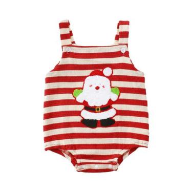 Imagem de Macacão De Bebê Bordado Festivo De Natal Com Alças, Body Infantil Para