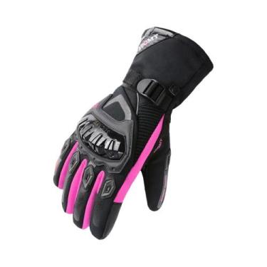 Imagem de Luvas De Motocicleta Femininas Quentes E Impermeáveis Em Rosa E Roxo P