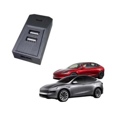 Imagem de Hub USB Tipo-C Para Tesla Model Y 3 Highland Com Display Digital Para 