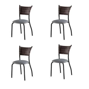 Imagem de Conjunto com 4 Cadeiras Espanha VIII Cinza Escuro 89 cm