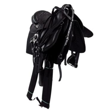 Imagem de Sela Australiana Preta Infantil De Arco Luxo 12 Polegadas + Acessórios