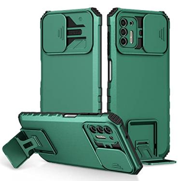 Imagem de Caso de volta Caixa de kickstand de silicone Compatível para Motorola Moto G9 Plus, [3 Ways Stand] Capa protetora (Color : DARK GREEN)